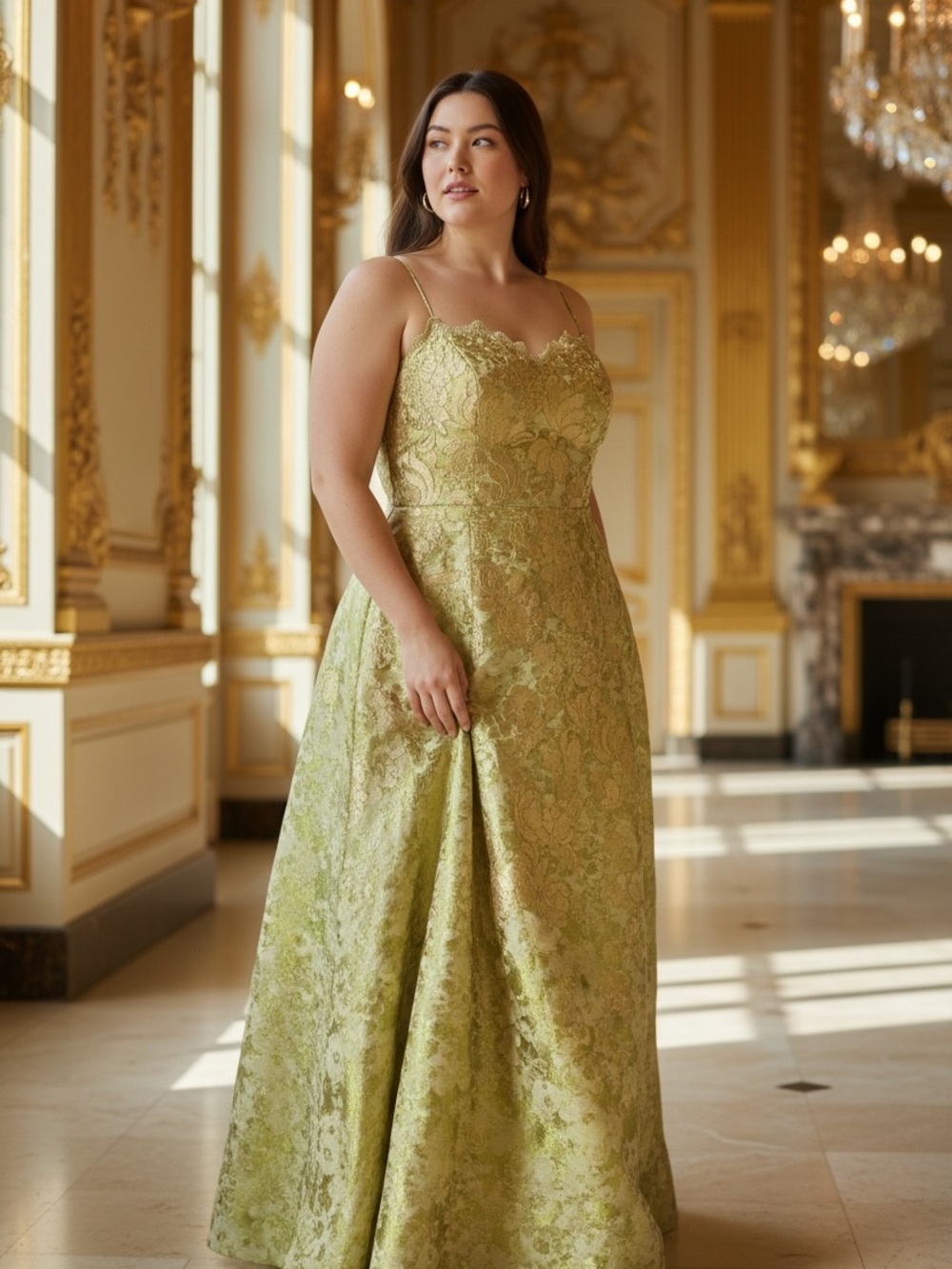 THETA Couture Sage Gold Formal Gown Size 12 NWT ✨